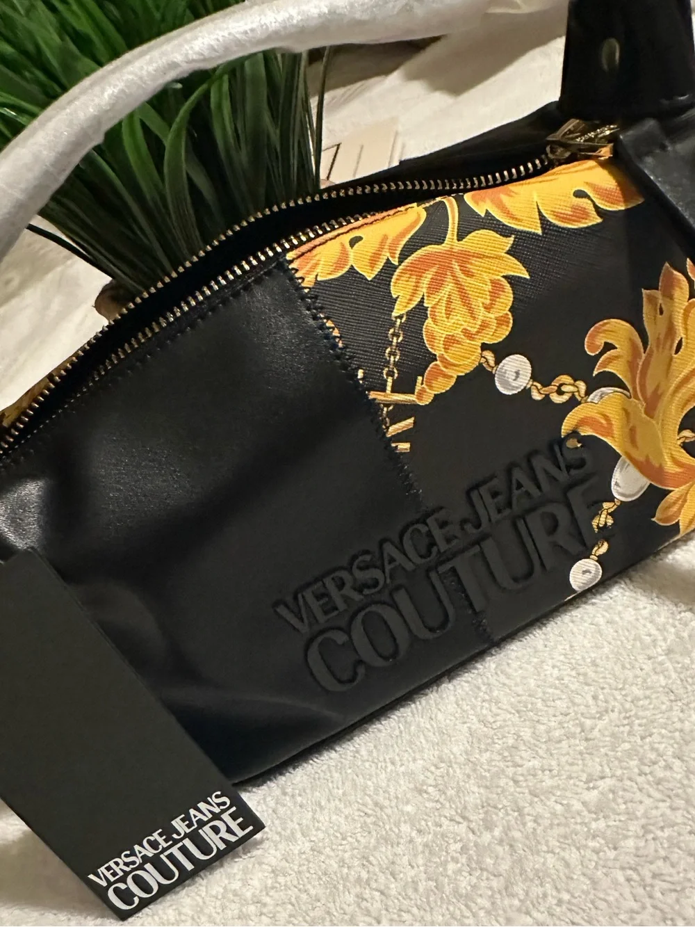 NWT Versace Jeans Couture Baroque Print Shoulder Bag w/ Chain & COA
